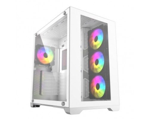 Корпус Powercase Vision White, Tempered Glass, 4х 120mm 5-color fan, белый, ATX  (CVWA-L4)