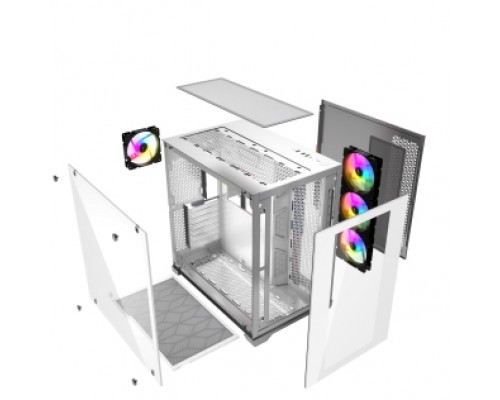 Корпус Powercase Vision White, Tempered Glass, 4х 120mm 5-color fan, белый, ATX  (CVWA-L4)