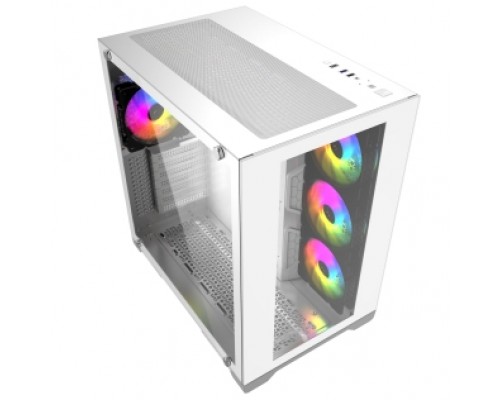 Корпус Powercase Vision White, Tempered Glass, 4х 120mm 5-color fan, белый, ATX  (CVWA-L4)