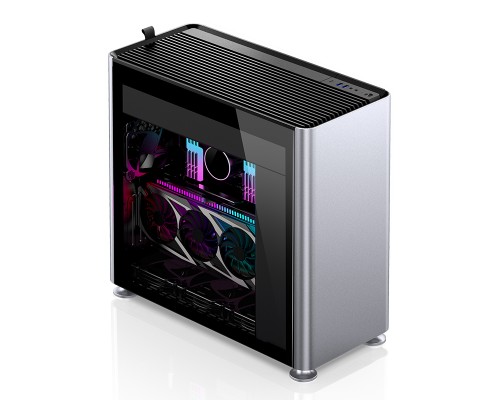 Корпус JONSBO Jonsplus i400-G Silver без БП, боковые панели из закаленного стекла, mini-ITX, micro-ATX, ATX, серебристый