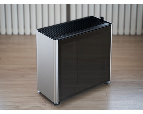 Корпус JONSBO Jonsplus i400-G Silver без БП, боковые панели из закаленного стекла, mini-ITX, micro-ATX, ATX, серебристый