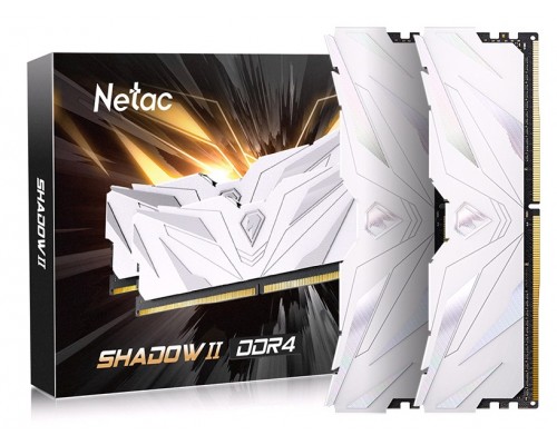 Модуль памяти DDR4 Netac Shadow II 16GB (2x8GB) 3200MHz CL16 1.35V / NTSWD4P32DP-16W / White / with radiator