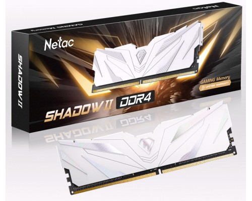 Модуль памяти DDR4 Netac Shadow II 8GB 3200MHz CL16 1.35V / NTSWD4P32SP-08W / White / with radiator