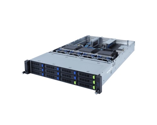 Серверная платформа R282-Z96 2U, 2x Epyc 7002/7003, 32x DIMM DDR4, 12x 3.5 SAS/SATA (4x NVME Gen4), 2x 1Gb/s (Intel I350-AM2), 4x PCIE Gen 4 x16 (support 3x double slot GPU), 1x OCP 3.0 x16, 1x OCP 2.0 x8, 1x M.2 Gen4, AST2500, 2x 2000W (600563)
