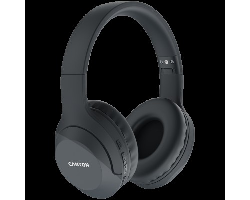 Наушники CANYON BTHS-3, Canyon Bluetooth headset,with microphone, BT V5.1 JL6956, battery 300mAh, Type-C charging plug, PU material, size:168*190*78mm, charging cable 30cm and audio cable 100cm, Dark grey