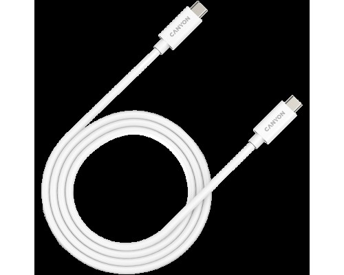 Кабель CANYON UC-44, cable, U4-CC-5A1M-E, USB4 TYPE-C to TYPE-C cable assembly 40G 1m 5A 240W(ERP) with E-MARK, CE, ROHS, white