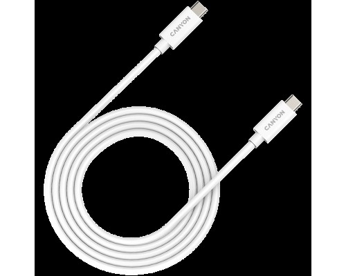 Кабель CANYON UC-42, cable, U4-CC-5A2M-E, USB4 TYPE-C to TYPE-C cable assembly 20G 2m 5A 240W(ERP) with E-MARK, CE, ROHS, white