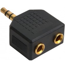 Переходник-разветвитель Greenconnect аудио jack 3,5 mm/2*jack 3,5 mm, M/F, GCR-AVA05, черный                                                                                                                                                              