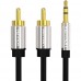 Кабель Vention аудио Jack 3,5 mm M/2RCA M - 3 м Черный