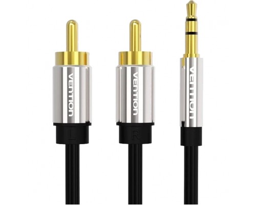 Кабель Vention аудио Jack 3,5 mm M/2RCA M - 1,5м Черный