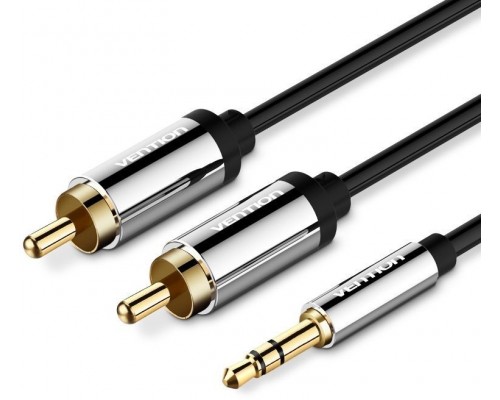 Кабель Vention аудио Jack 3,5 mm M/2RCA M - 5 м Чёрный