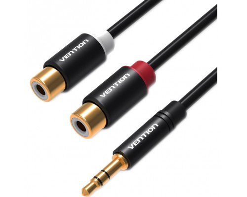 Переходник-разветвитель Vention гибкий Jack 3.5 mm M/2RCA F - 0.3 м Чёрный