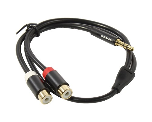 Переходник-разветвитель Vention гибкий Jack 3.5 mm M/2RCA F - 0.3 м Чёрный