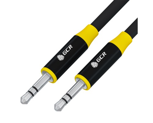 Кабель GCR 0.5m аудио jack 3.5mm/jack 3.5mm черный, AL case черный, желтая окантовка, M/M, GCR-54754