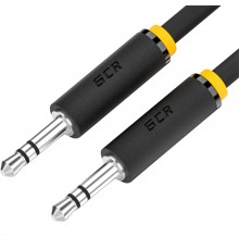 Кабель GCR 5.0m аудио jack 3,5mm/jack 3,5mm черный, желтая окантовка, ультрагибкий, M/M, Premium, экран, стерео, GCR-53816                                                                                                                                