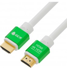 Кабель Greenconnect  5.0m HDMI версия 2.0, HDR 4:2:2, Ultra HD, 4K 60 fps 60Hz/5K*30Hz, 3D, AUDIO, 18.0 Гбит/с, 28/28 AWG, OD7.3mm, тройной экран, белый, AL корпус зеленый, GCR-51292                                                                    