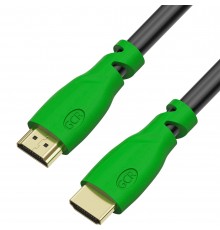 Кабель Greenconnect  1.0m, HDMI версия 2.0 HDR 4:2:2, Ultra HD, 4K 60 fps 60Hz/5K*30Hz, 3D, AUDIO, 18.0 Гбит/с, 28/28 AWG, OD7.3mm, тройной экран, черный, зеленые коннекторы, GCR-HM321-1.0m                                                             