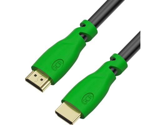 Кабель Greenconnect  1.0m, HDMI версия 2.0 HDR 4:2:2, Ultra HD, 4K 60 fps 60Hz/5K*30Hz, 3D, AUDIO, 18.0 Гбит/с, 28/28 AWG, OD7.3mm, тройной экран, черный, зеленые коннекторы, GCR-HM321-1.0m