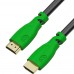 Кабель Greenconnect  1.0m, HDMI версия 2.0 HDR 4:2:2, Ultra HD, 4K 60 fps 60Hz/5K*30Hz, 3D, AUDIO, 18.0 Гбит/с, 28/28 AWG, OD7.3mm, тройной экран, черный, зеленые коннекторы, GCR-HM321-1.0m