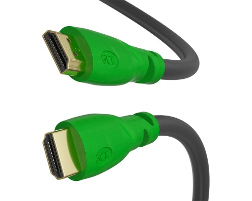 Кабель Greenconnect  1.0m, HDMI версия 2.0 HDR 4:2:2, Ultra HD, 4K 60 fps 60Hz/5K*30Hz, 3D, AUDIO, 18.0 Гбит/с, 28/28 AWG, OD7.3mm, тройной экран, черный, зеленые коннекторы, GCR-HM321-1.0m