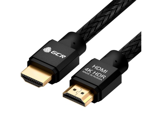 Кабель Greenconnect  0.5m HDMI версия 2.0, HDR 4:2:2, Ultra HD, 4K 60 fps 60Hz/5K*30Hz, 3D, AUDIO, 18.0 Гбит/с, 28/28 AWG, OD7.8mm, тройной экран, BICOLOR нейлон, AL корпус черный, GCR-52211