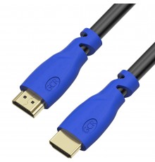 Кабель Greenconnect  0.5m HDMI версия 2.0, HDR 4:2:2, Ultra HD, 4K 60 fps 60Hz/5K*30Hz, 3D, AUDIO, 18.0 Гбит/с, 28/28 AWG, OD7.3mm, тройной экран, черный, синие коннекторы, GCR-HM331-0.5m                                                               