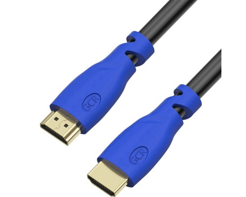 Кабель Greenconnect  0.5m HDMI версия 2.0, HDR 4:2:2, Ultra HD, 4K 60 fps 60Hz/5K*30Hz, 3D, AUDIO, 18.0 Гбит/с, 28/28 AWG, OD7.3mm, тройной экран, черный, синие коннекторы, GCR-HM331-0.5m