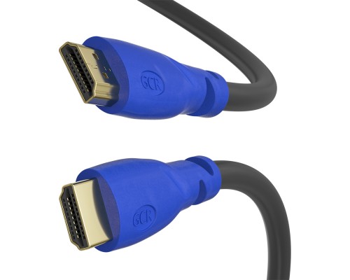 Кабель Greenconnect  0.5m HDMI версия 2.0, HDR 4:2:2, Ultra HD, 4K 60 fps 60Hz/5K*30Hz, 3D, AUDIO, 18.0 Гбит/с, 28/28 AWG, OD7.3mm, тройной экран, черный, синие коннекторы, GCR-HM331-0.5m