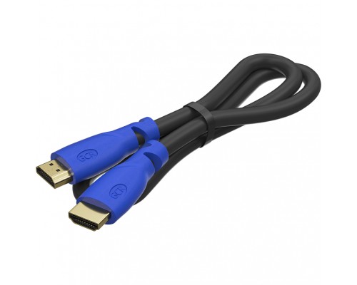 Кабель Greenconnect  0.5m HDMI версия 2.0, HDR 4:2:2, Ultra HD, 4K 60 fps 60Hz/5K*30Hz, 3D, AUDIO, 18.0 Гбит/с, 28/28 AWG, OD7.3mm, тройной экран, черный, синие коннекторы, GCR-HM331-0.5m