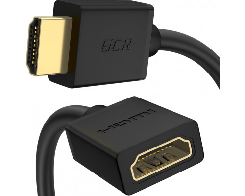 Удлинитель Greenconnect 5.0m v2.0 HDMI-HDMI черный, OD7.3mm, 28/28 AWG, позолоченные контакты, Ethernet 18.0 Гбит/с, 19M / 19F, тройной экран, GCR-51660