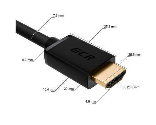 Кабель GCR  1.0m HDMI версия 2.0, HDR 4:2:2, Ultra HD, 4K 60 fps 60Hz/5K*30Hz, 3D, AUDIO, 18.0 Гбит/с, 28/28 AWG, OD7.3mm, тройной экран, черный, GCR-HM411-1.0m