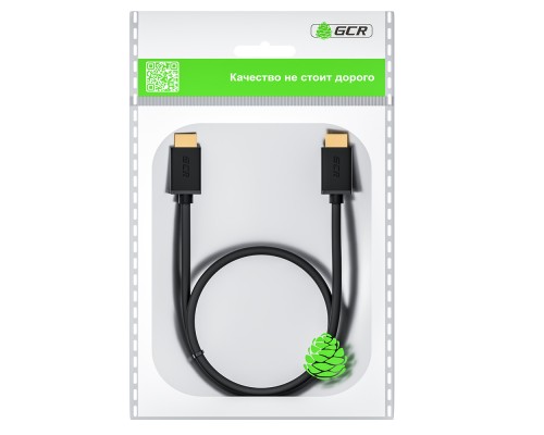 Кабель GCR  1.0m HDMI версия 2.0, HDR 4:2:2, Ultra HD, 4K 60 fps 60Hz/5K*30Hz, 3D, AUDIO, 18.0 Гбит/с, 28/28 AWG, OD7.3mm, тройной экран, черный, GCR-HM411-1.0m