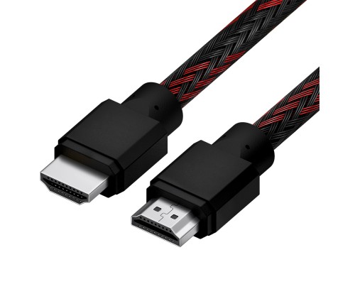 Кабель 0.5m HDMI 2.0, BICOLOR черно-красный нейлон, Ultra HD, 4K 60 fps 60Hz/5K*30Hz, 3D, AUDIO, 18.0 Гбит/с, 28AWG