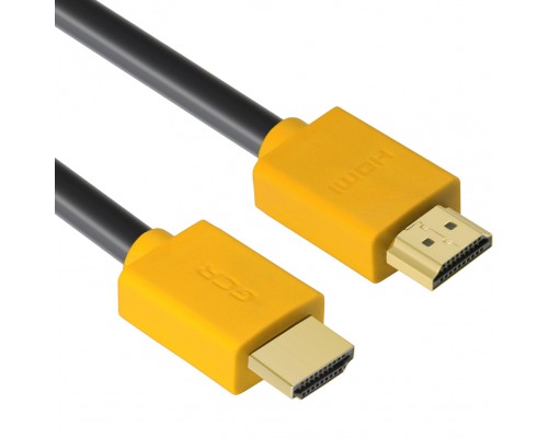 Кабель GCR  1.8m HDMI версия 1.4, черный, желтые коннекторы, OD7.3mm, 30/30 AWG, позолоченные контакты, Ethernet 10.2 Гбит/с, 3D, 4K GCR-HM440-1.8m, экран