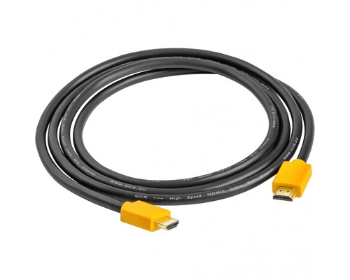 Кабель GCR  1.8m HDMI версия 1.4, черный, желтые коннекторы, OD7.3mm, 30/30 AWG, позолоченные контакты, Ethernet 10.2 Гбит/с, 3D, 4K GCR-HM440-1.8m, экран