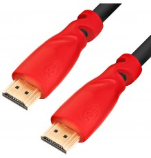 Кабель GCR  5.0m HDMI версия 1.4, черный, красные коннекторы, OD7.3mm, 30/30 AWG, позолоченные контакты, Ethernet 10.2 Гбит/с, 3D, 4K GCR-HM350-5.0m, экран                                                                                               
