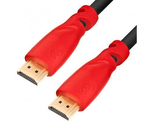 Кабель GCR  5.0m HDMI версия 1.4, черный, красные коннекторы, OD7.3mm, 30/30 AWG, позолоченные контакты, Ethernet 10.2 Гбит/с, 3D, 4K GCR-HM350-5.0m, экран