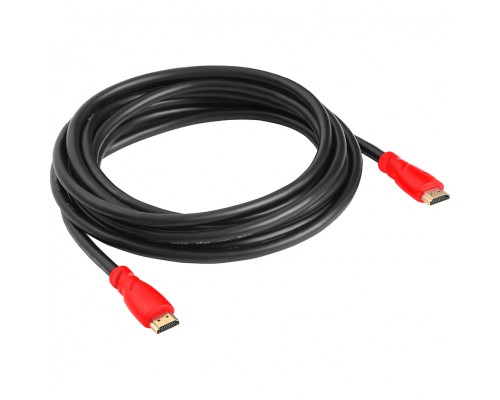Кабель GCR  5.0m HDMI версия 1.4, черный, красные коннекторы, OD7.3mm, 30/30 AWG, позолоченные контакты, Ethernet 10.2 Гбит/с, 3D, 4K GCR-HM350-5.0m, экран