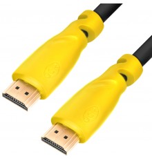 Кабель GCR 1.0m HDMI версия 1.4, черный, желтые коннекторы, OD7.3mm, 30/30 AWG, позолоченные контакты, Ethernet 10.2 Гбит/с, 3D, 4K GCR-HM340-1.0m, экран                                                                                                 