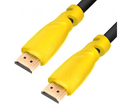 Кабель GCR 1.0m HDMI версия 1.4, черный, желтые коннекторы, OD7.3mm, 30/30 AWG, позолоченные контакты, Ethernet 10.2 Гбит/с, 3D, 4K GCR-HM340-1.0m, экран