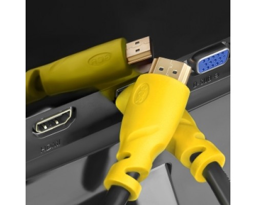 Кабель GCR 1.0m HDMI версия 1.4, черный, желтые коннекторы, OD7.3mm, 30/30 AWG, позолоченные контакты, Ethernet 10.2 Гбит/с, 3D, 4K GCR-HM340-1.0m, экран