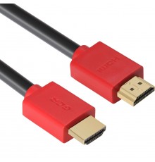 Кабель GCR 3.0m HDMI версия 1.4, черный, красные коннекторы, OD7.3mm, 30/30 AWG, позолоченные контакты, Ethernet 10.2 Гбит/с, 3D, 4K GCR-HM450-3.0m, экран                                                                                                