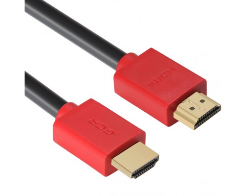 Кабель GCR  1.8m HDMI версия 1.4, черный, красные коннекторы, OD7.3mm, 30/30 AWG, позолоченные контакты, Ethernet 10.2 Гбит/с, 3D, 4K GCR-HM450-1.8m, экран