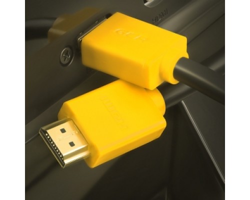 Кабель GCR 1.0m HDMI версия 1.4, черный, желтые коннекторы, OD7.3mm, 30/30 AWG, позолоченные контакты, Ethernet 10.2 Гбит/с, 3D, 4K GCR-HM440-1.0m, экран