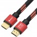 Кабель GCR PROF 3.0m HDMI 2.0, BICOLOR ECO Soft капрон, AL корпус красный, HDR 4:2:2, Ultra HD, 4K 60 fps 60Hz/5K*30Hz, 3D, AUDIO, 18.0 Гбит/с, 28AWG, GCR-54509