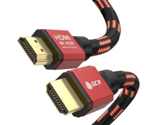 Кабель GCR PROF 3.0m HDMI 2.0, BICOLOR ECO Soft капрон, AL корпус красный, HDR 4:2:2, Ultra HD, 4K 60 fps 60Hz/5K*30Hz, 3D, AUDIO, 18.0 Гбит/с, 28AWG, GCR-54509