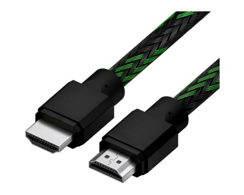 Кабель 0.5m HDMI 2.0, BICOLOR черно-зеленый нейлон, Ultra HD, 4K 60 fps 60Hz/5K*30Hz, 3D, AUDIO, 18.0 Гбит/с, 28AWG