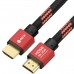 Кабель GCR PROF 0.5m HDMI 2.0, BICOLOR ECO Soft капрон, AL корпус красный, HDR 4:2:2, Ultra HD, 4K 60 fps 60Hz/5K*30Hz, 3D, AUDIO, 18.0 Гбит/с, 28AWG, GCR-54504