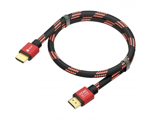 Кабель GCR PROF 0.5m HDMI 2.0, BICOLOR ECO Soft капрон, AL корпус красный, HDR 4:2:2, Ultra HD, 4K 60 fps 60Hz/5K*30Hz, 3D, AUDIO, 18.0 Гбит/с, 28AWG, GCR-54504