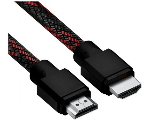 Кабель 2.0m HDMI 2.0, BICOLOR черно-красный нейлон, Ultra HD, 4K 60 fps 60Hz/5K*30Hz, 3D, AUDIO, 18.0 Гбит/с, 28AWG